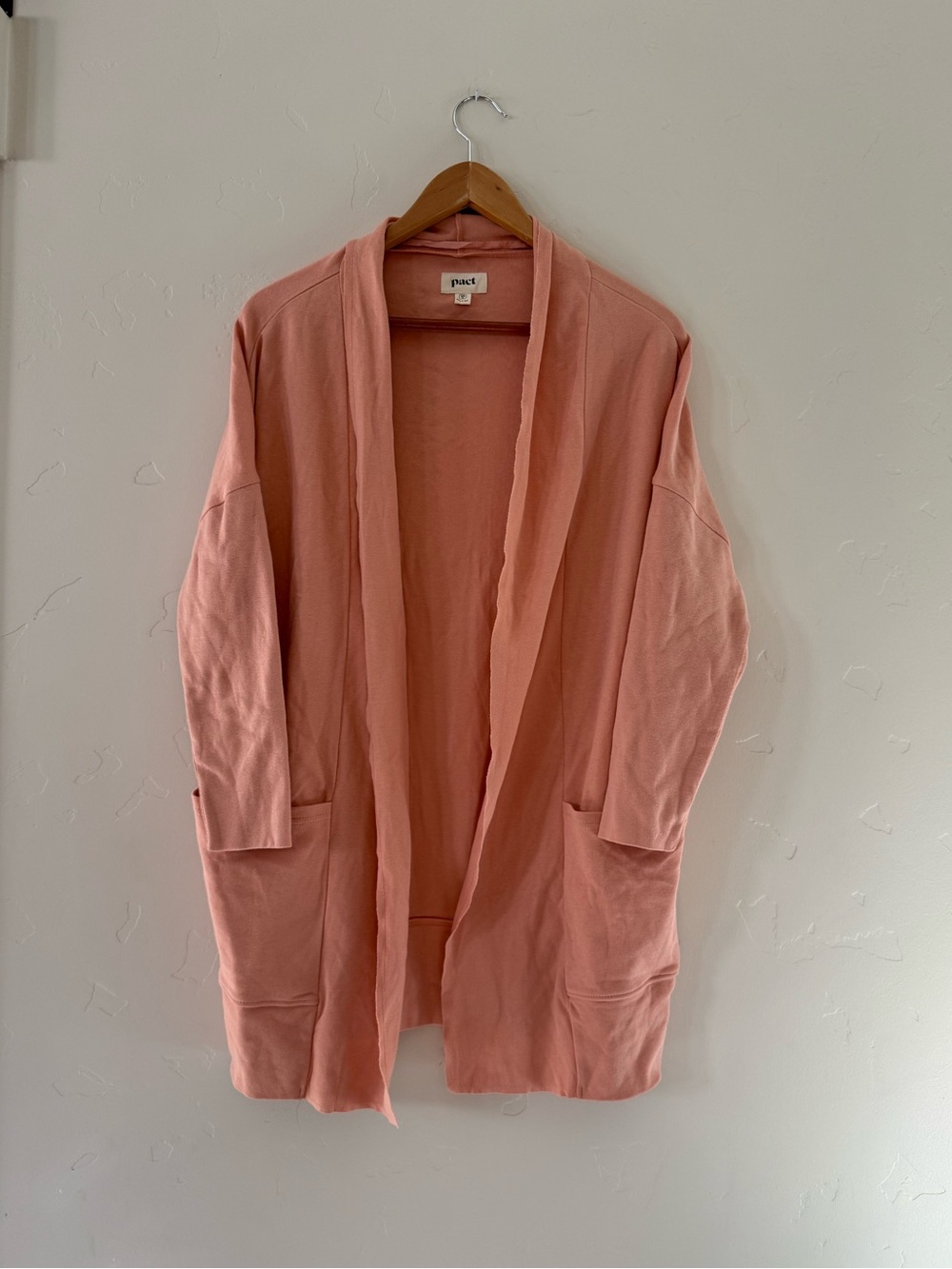Pact 100% Organic Cotton Wrap Cardigan XS/Small Pink Travel Longline